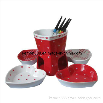 11PCS Ceramic Fondue Set